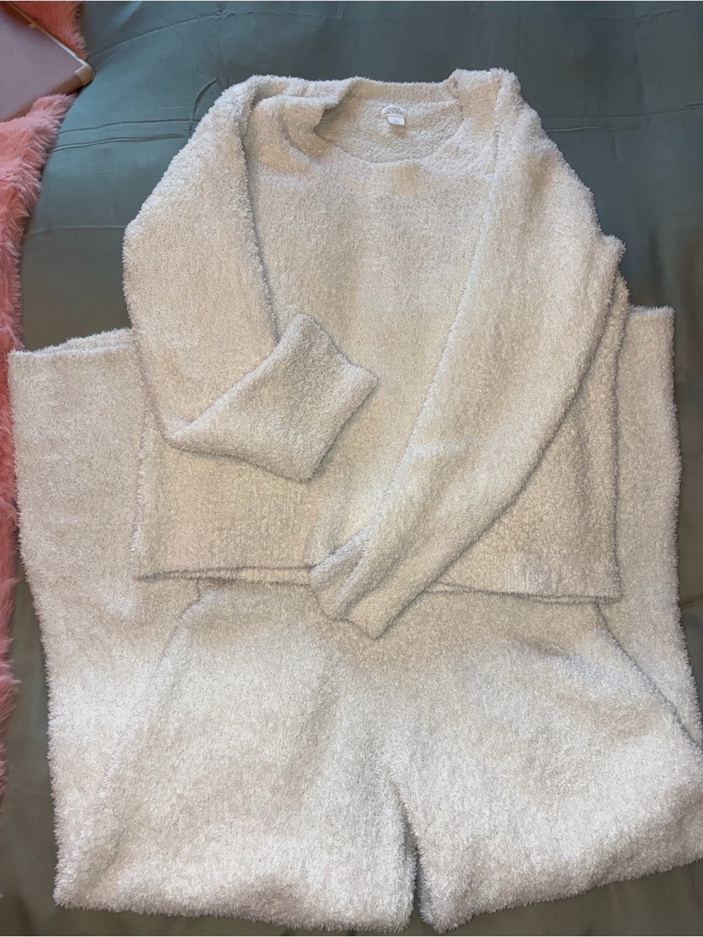 Cozy Plush Crewneck PJ set - Cream